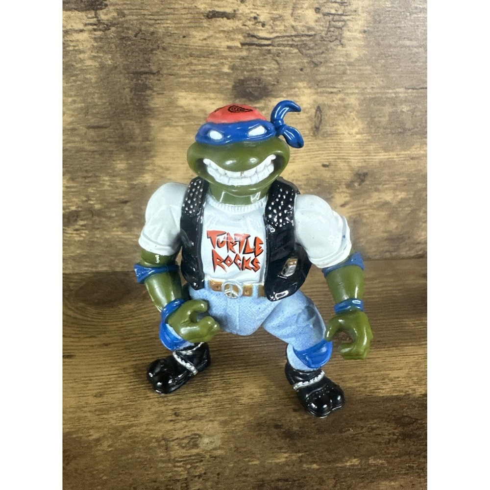 1991 Playmates TMNT Ninja Turtles Rock N Rollin Classic Rocker Leo 5" Figure